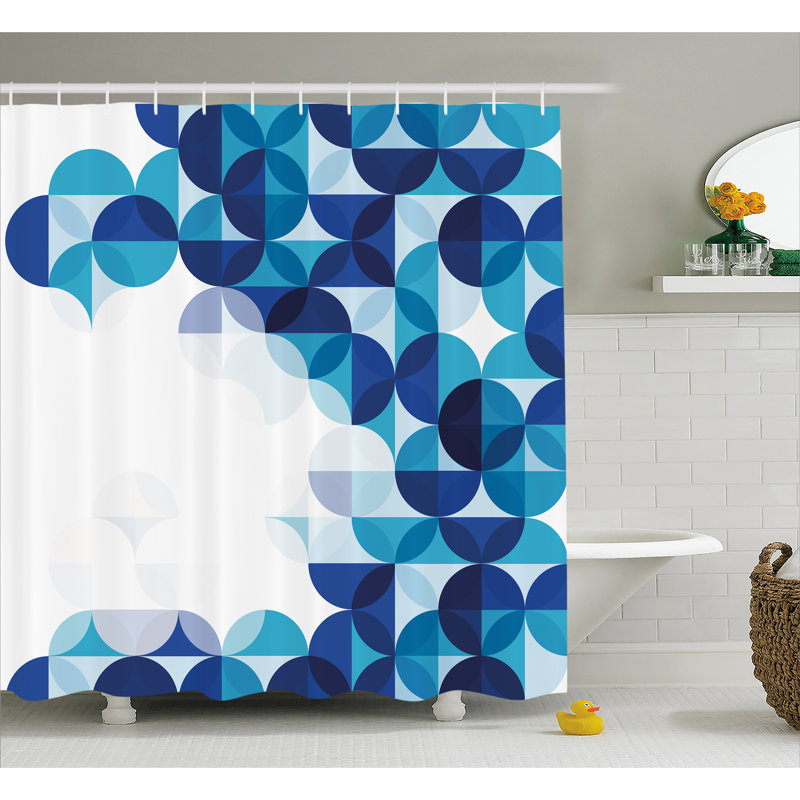 Ebern Designs Grafton Modern White Circles Single Shower Curtain Wayfair